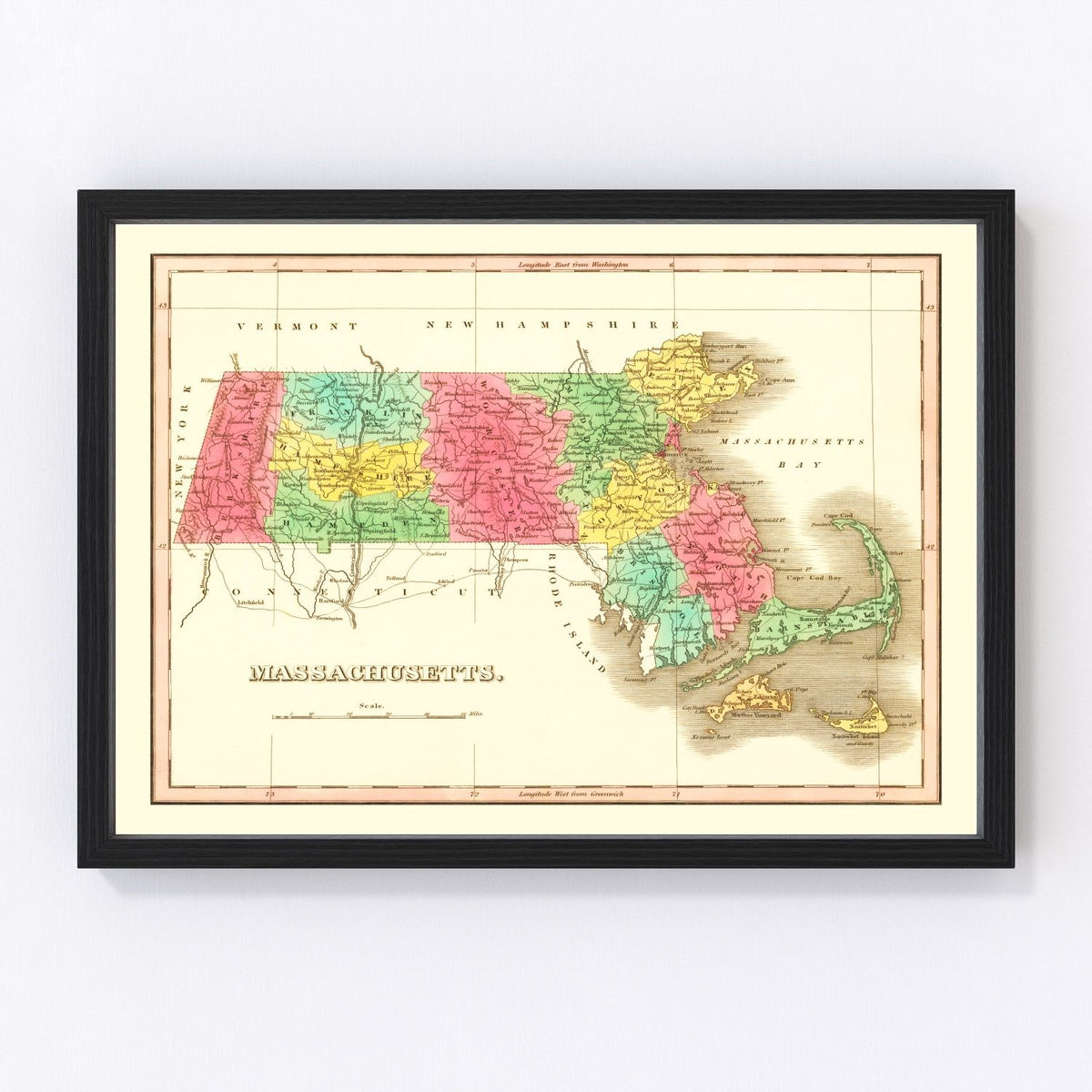 Massachusetts Vintage Map 1826