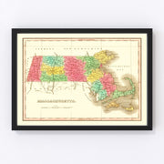 Massachusetts Vintage Map 1826