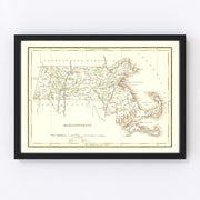 Massachusetts Vintage Map 1835