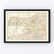 Massachusetts Vintage Map 1842