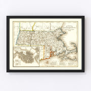 Massachusetts Vintage Map 1846