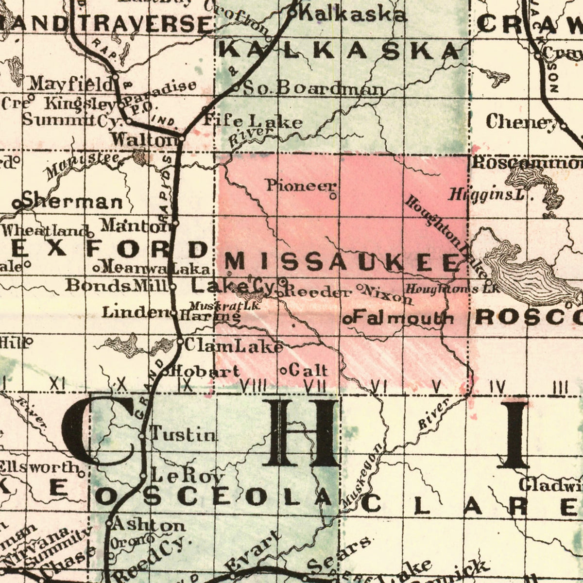 Restored historic details from the 1878 state map of County, Michigan