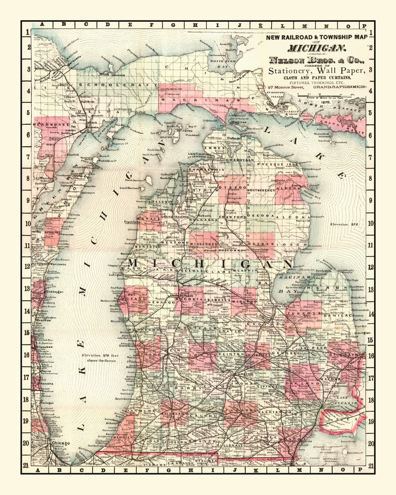 Size comparison using Vintage Map of Michigan 1878
