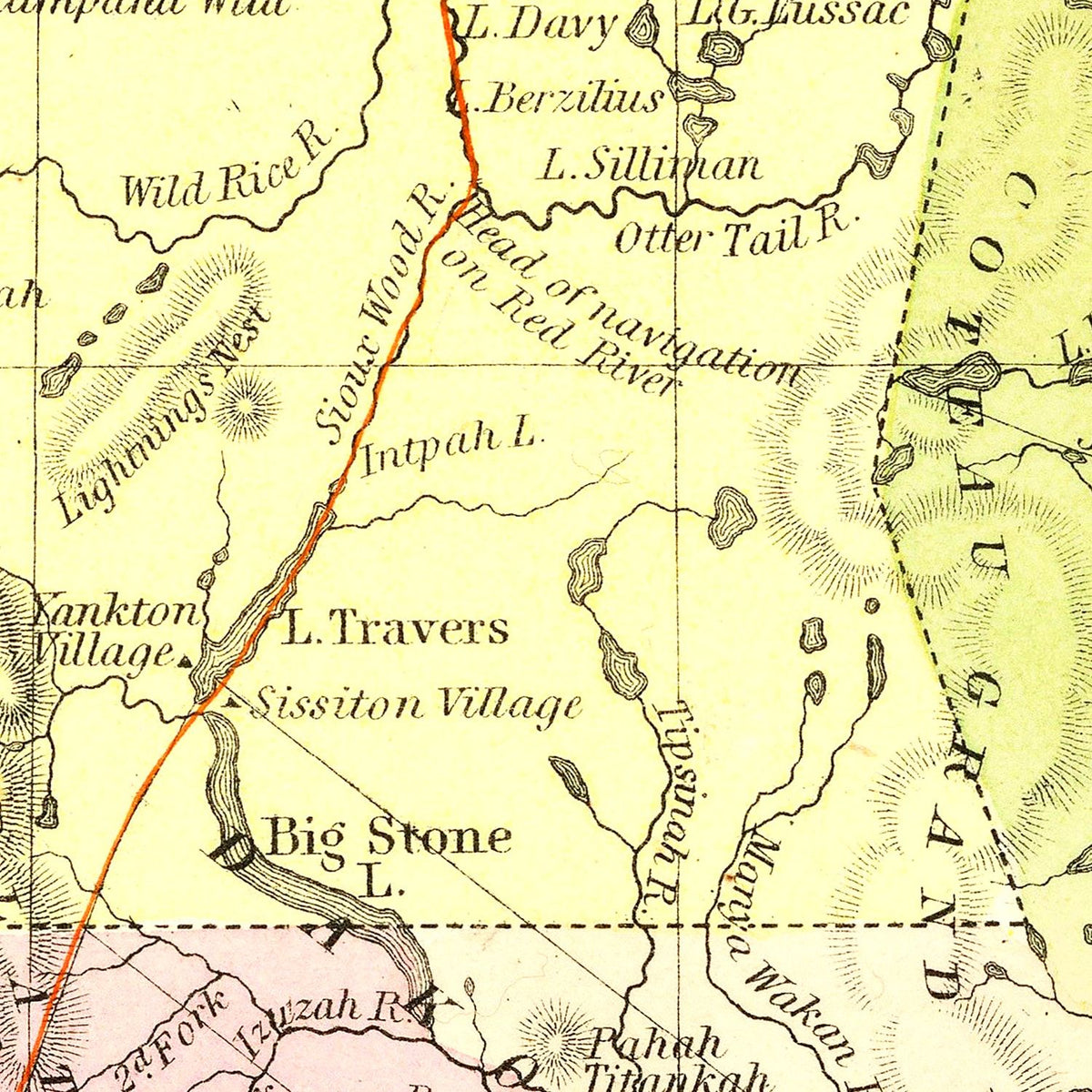 Restored historic details from the 1855 state map of County, Minnesota