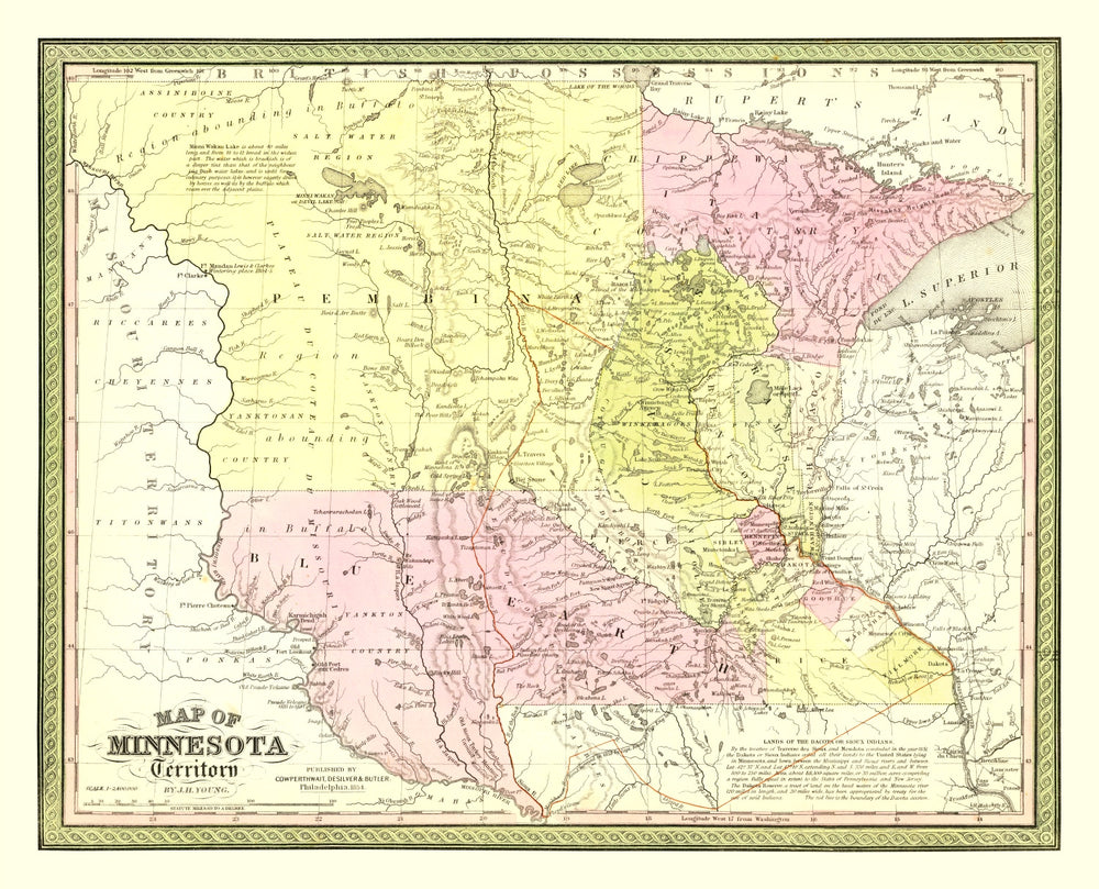 Vintage Map of Minnesota 1855 print style example