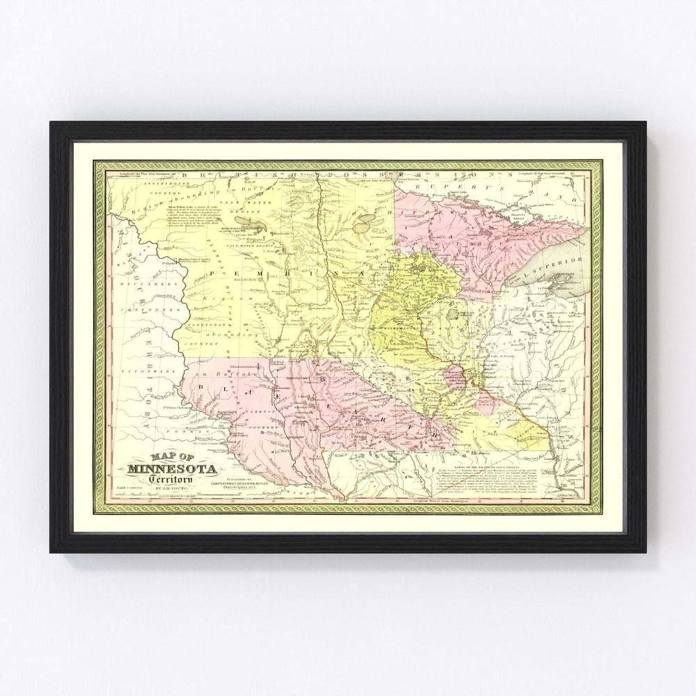 Minnesota Vintage Map 1855