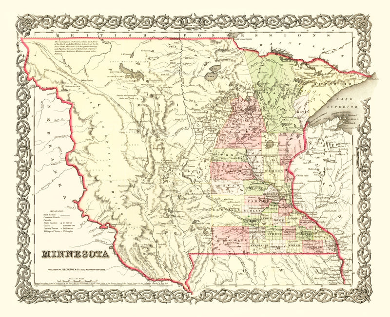 Size comparison using Vintage Map of Minnesota 1855