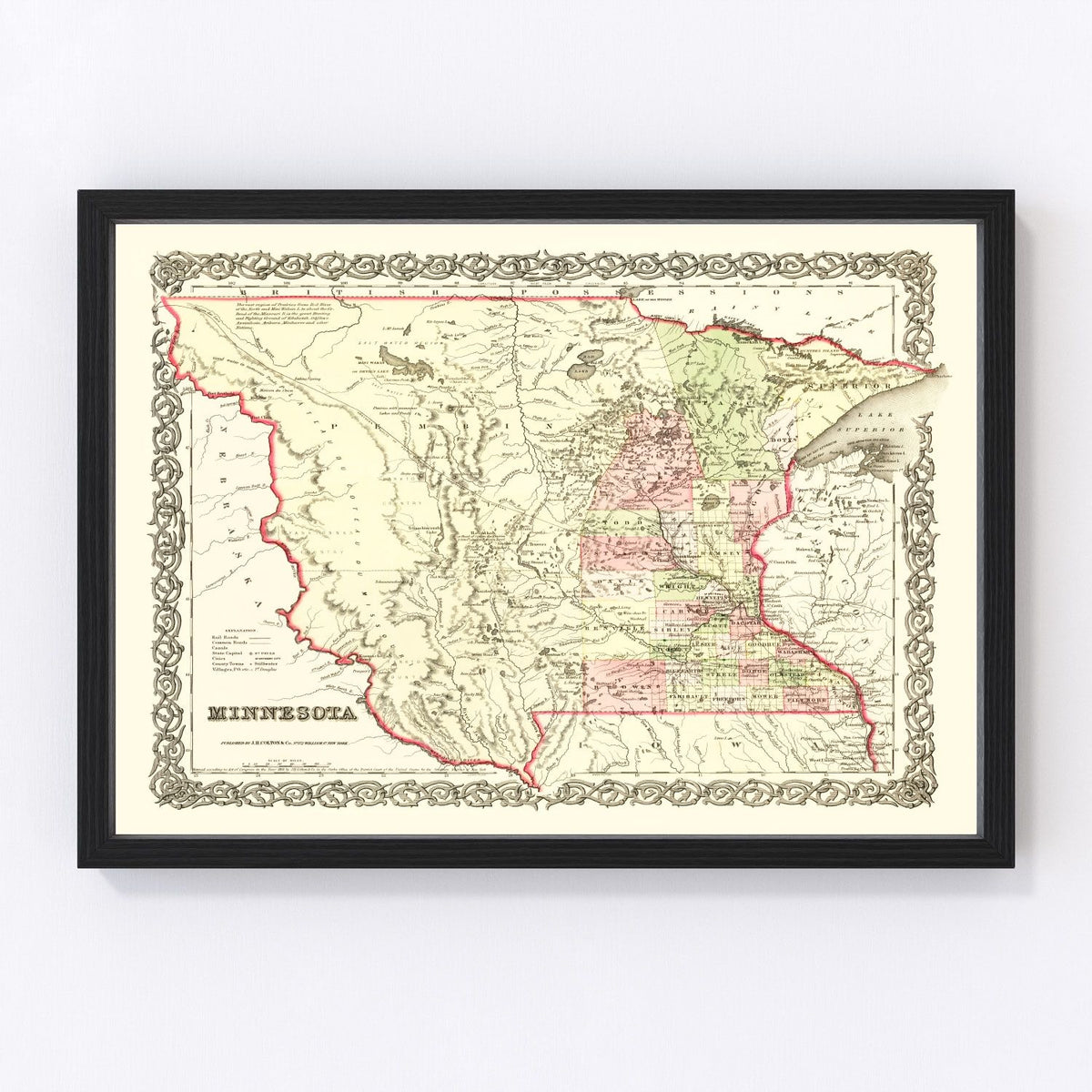 Minnesota Vintage Map 1855