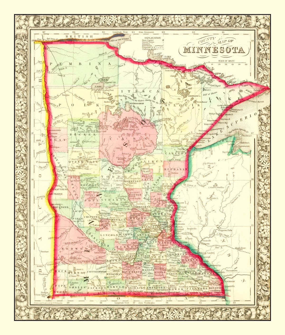 Preview of Vintage Map of Minnesota 1862