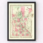 Minnesota Vintage Map 1866
