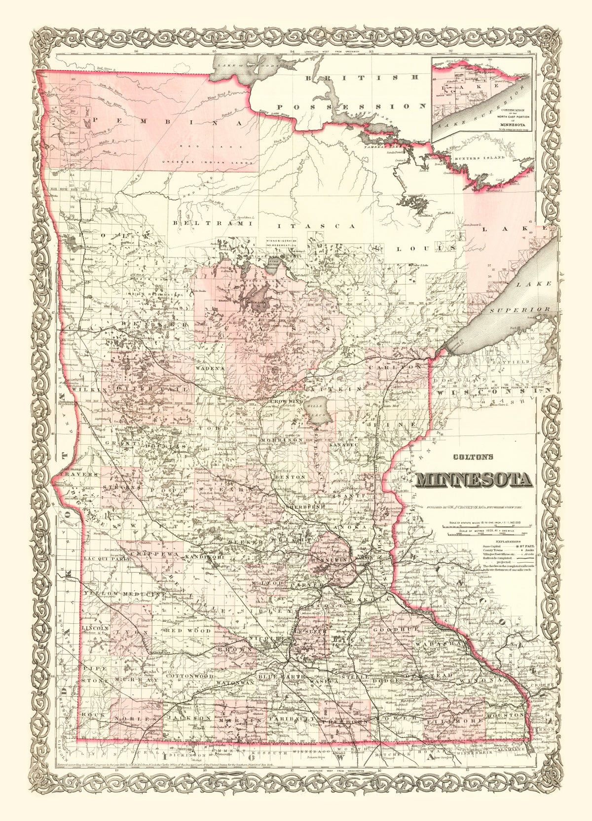 Preview of Vintage Map of Minnesota 1873