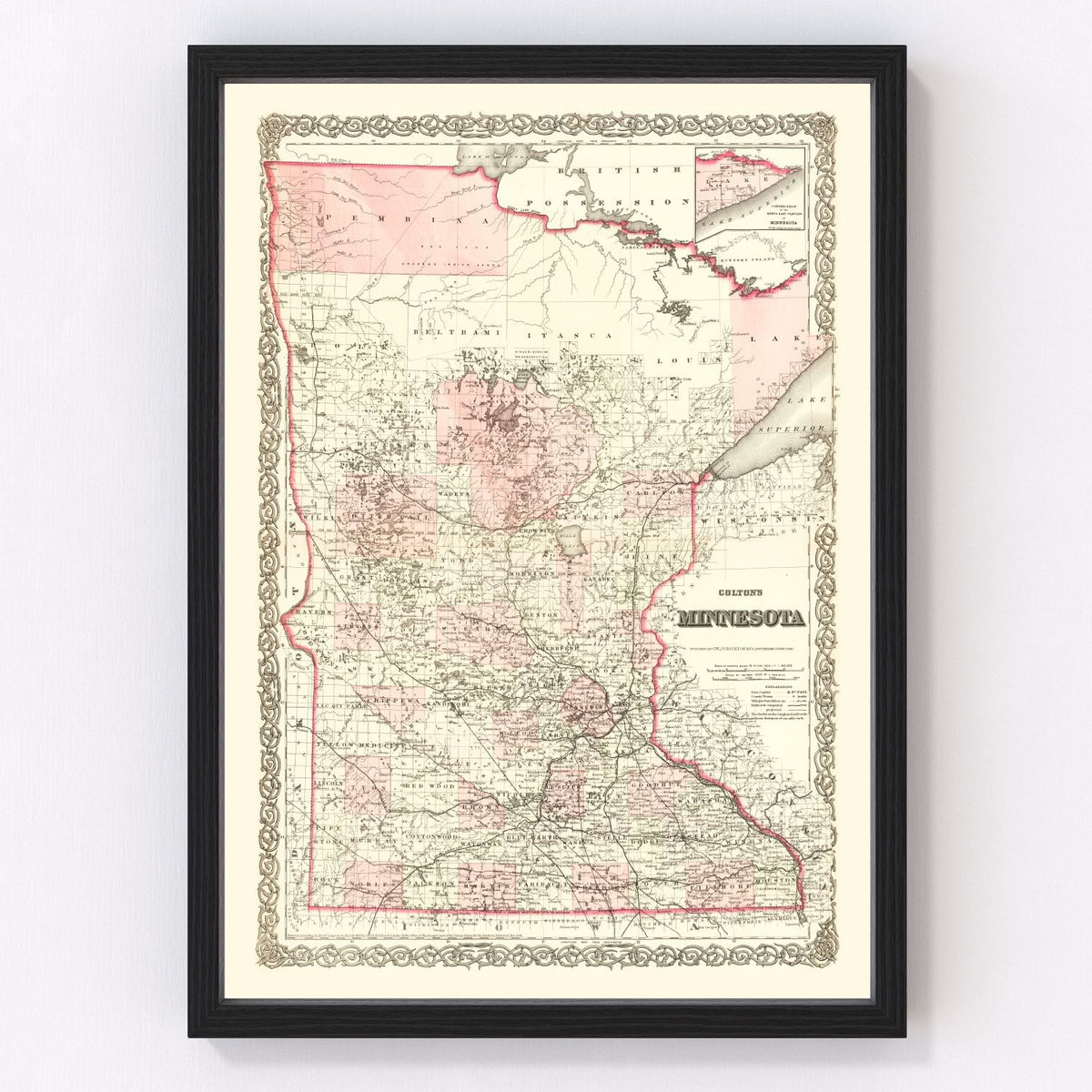 Minnesota Vintage Map 1873