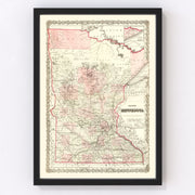 Minnesota Vintage Map 1873