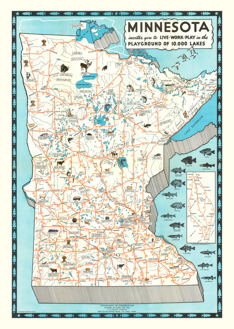 Size comparison using Vintage Pictorial Map of Minnesota 1935