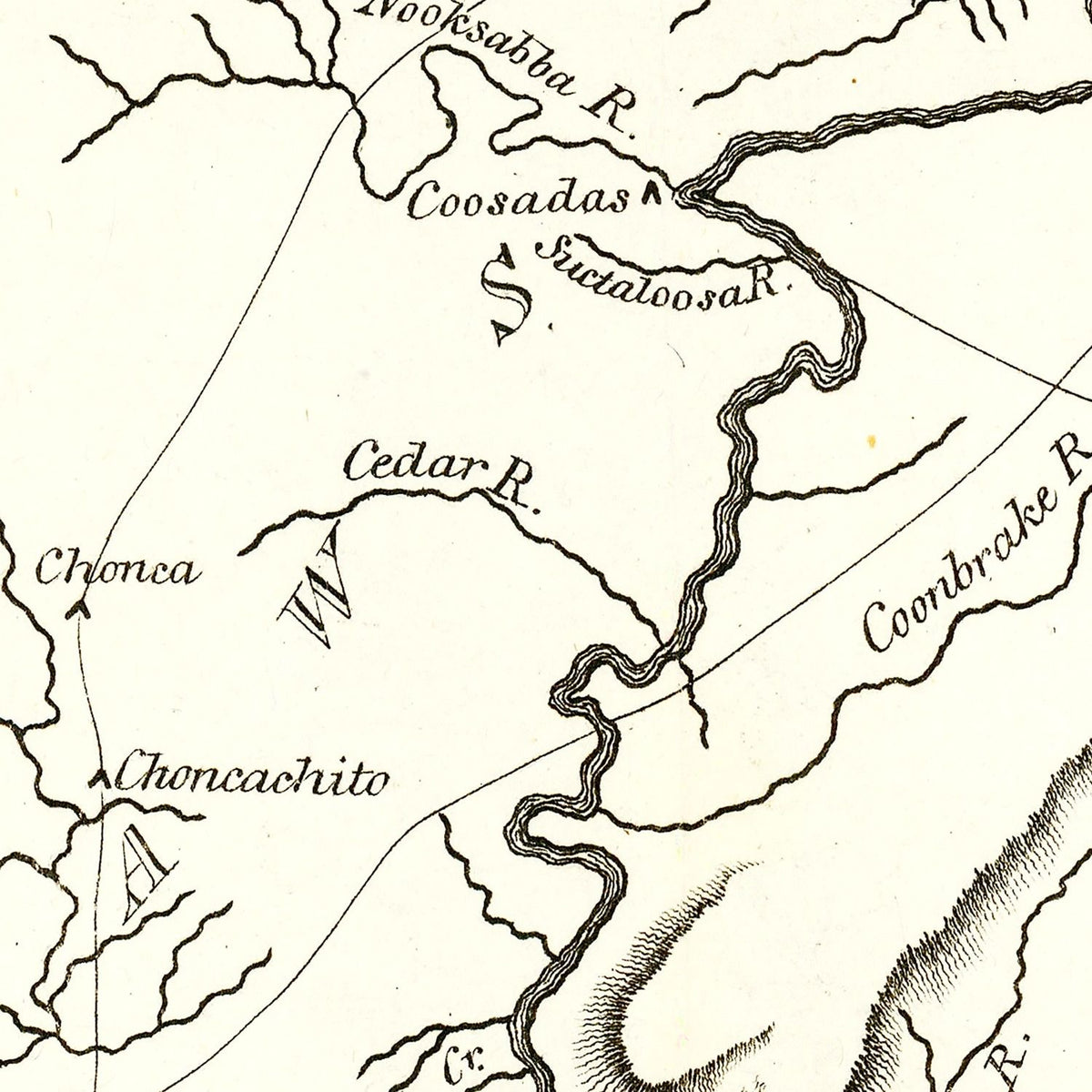 Restored historic details from the 1814 state map of County, Mississippi