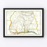 Mississippi Vintage Map 1814