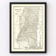 Mississippi Vintage Map 1842