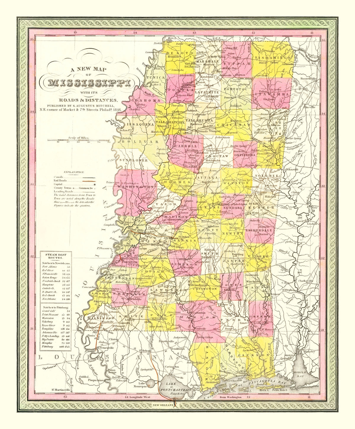 Preview of Vintage Map of Mississippi 1846