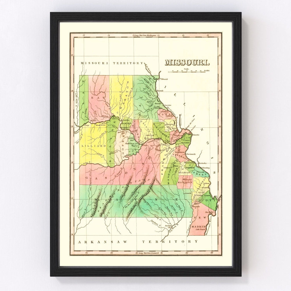Missouri Vintage Map 1824