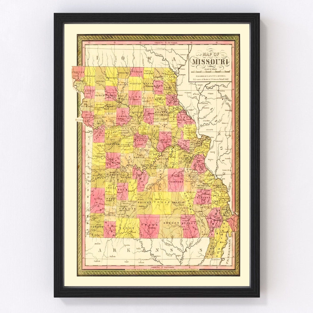 Missouri Vintage Map 1847
