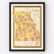 Missouri Vintage Map 1847