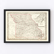 Missouri Vintage Map 1855