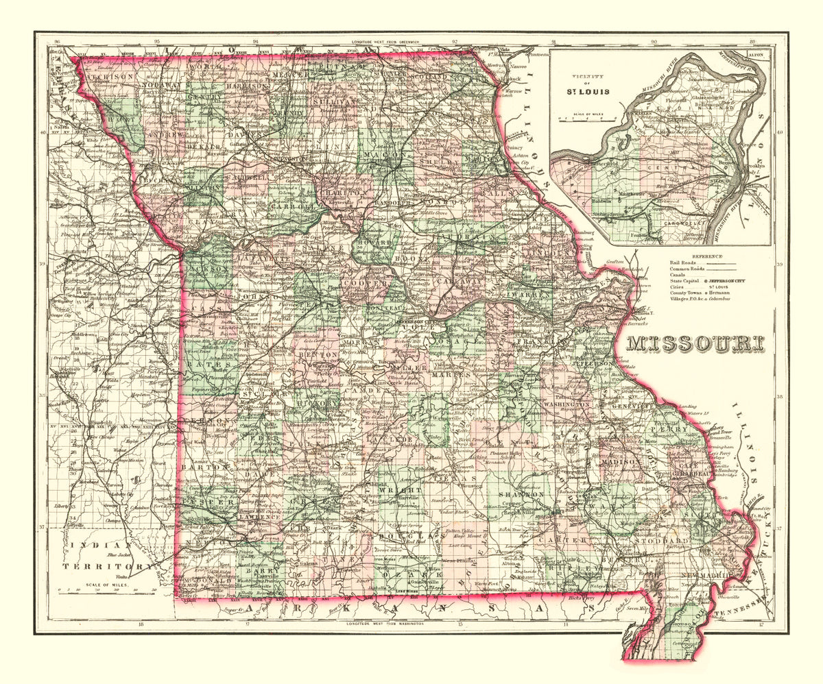 Preview of Vintage Map of Missouri 1875