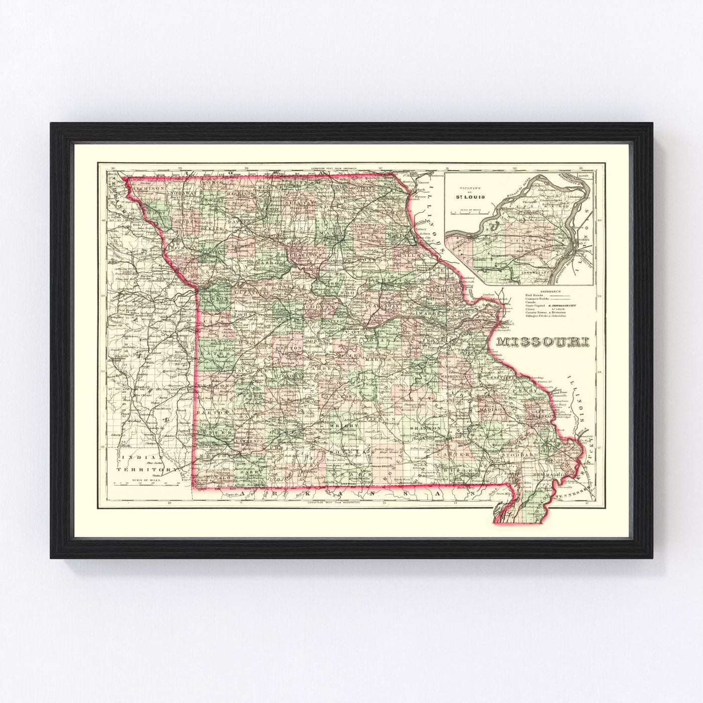 Missouri Vintage Map 1875
