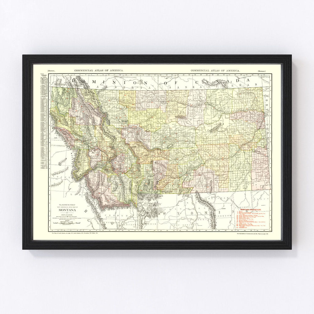 Montana Vintage Map 1915