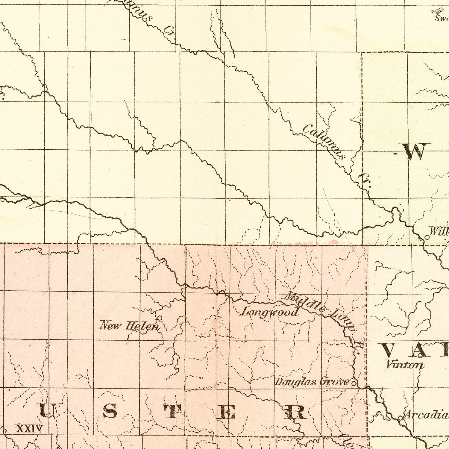 Restored historic details from the 1867 state map of County, Nebraska