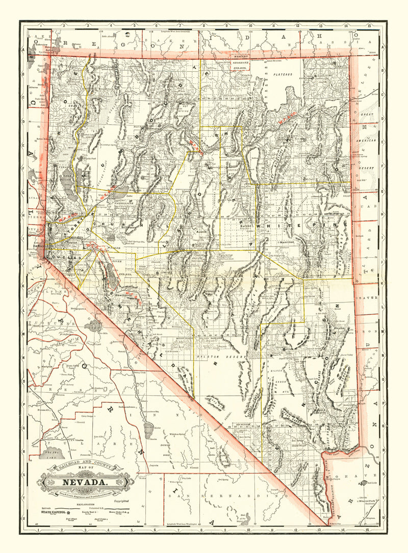 Size comparison using Vintage Railroad Map of Nebraska 1884