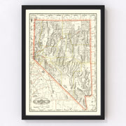 Nevada Vintage Map 1884