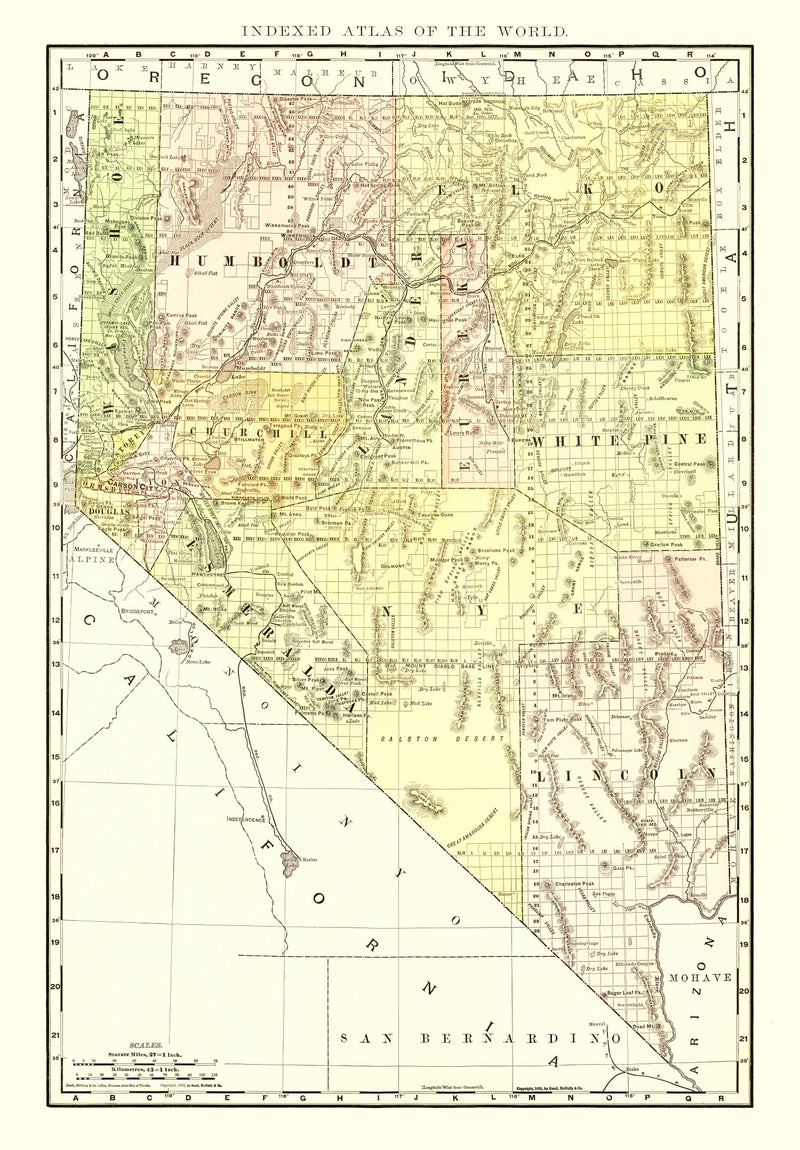Size comparison using Vintage Map of Nevada 1902