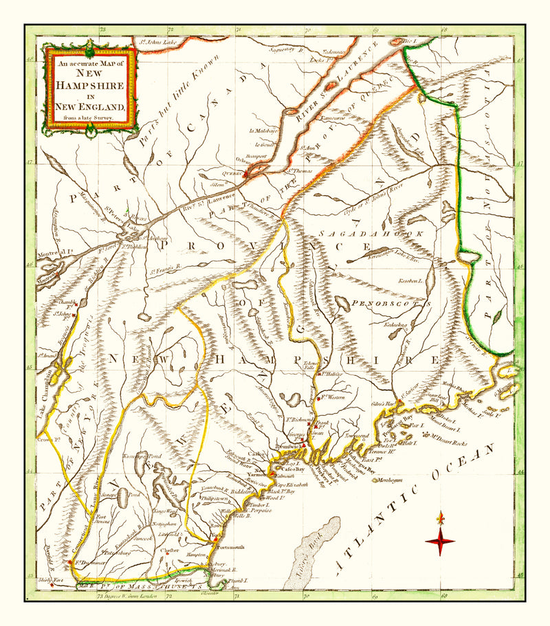 Size comparison using Vintage Map of New Hampshire 1781