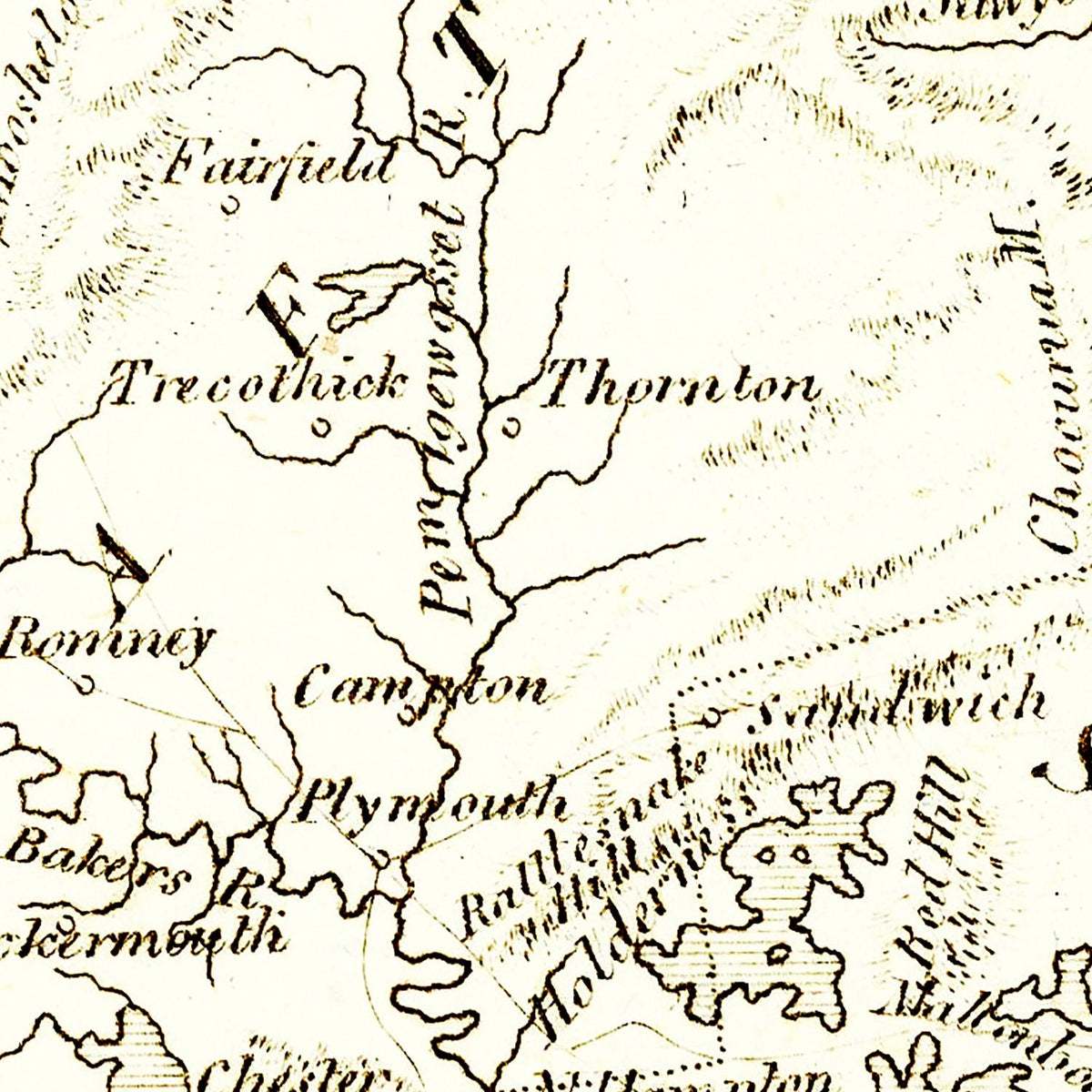 Restored historic details from the 1804 state map of County, New Hampshire