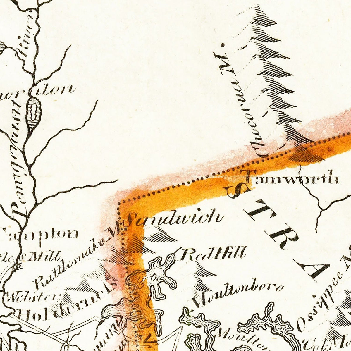 Restored historic details from the 1814 state map of County, New Hampshire