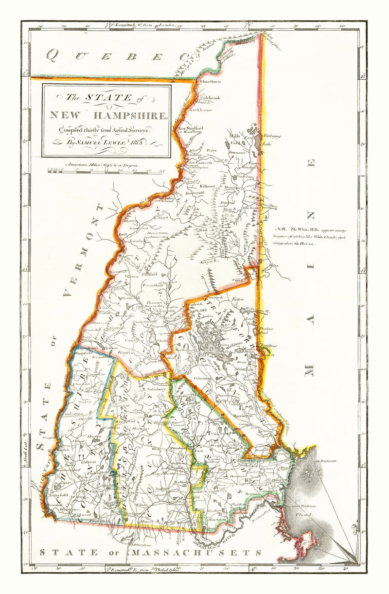 Size comparison using Vintage Map of New Hampshire 1814