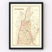 New Hampshire Vintage Map 1858