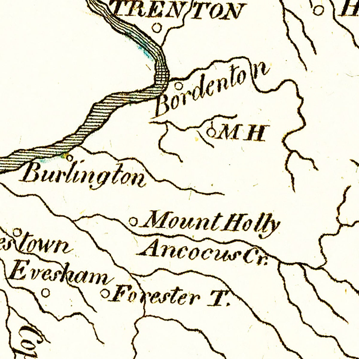 Restored historic details from the 1814 state map of County, New Jersey