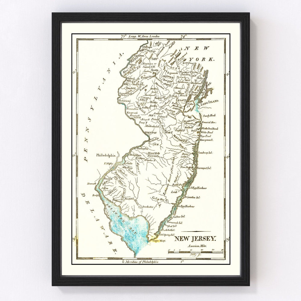 New Jersey Vintage Map 1814