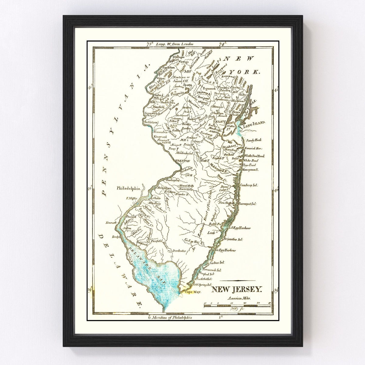 New Jersey Vintage Map 1814