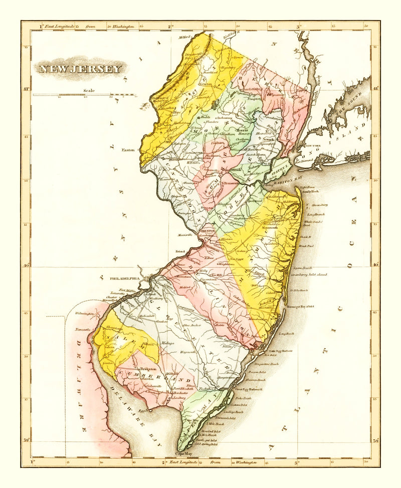 Size comparison using Vintage Map of New Jersey 1823