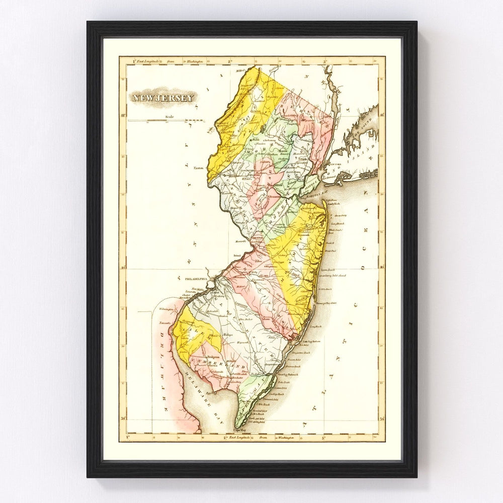 New Jersey Vintage Map 1823