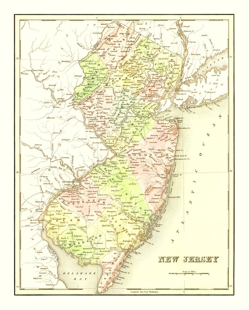 Size comparison using Vintage Map of New Jersey 1838