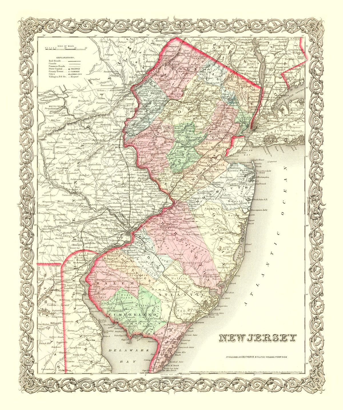 Preview of Vintage Map of New Jersey 1855