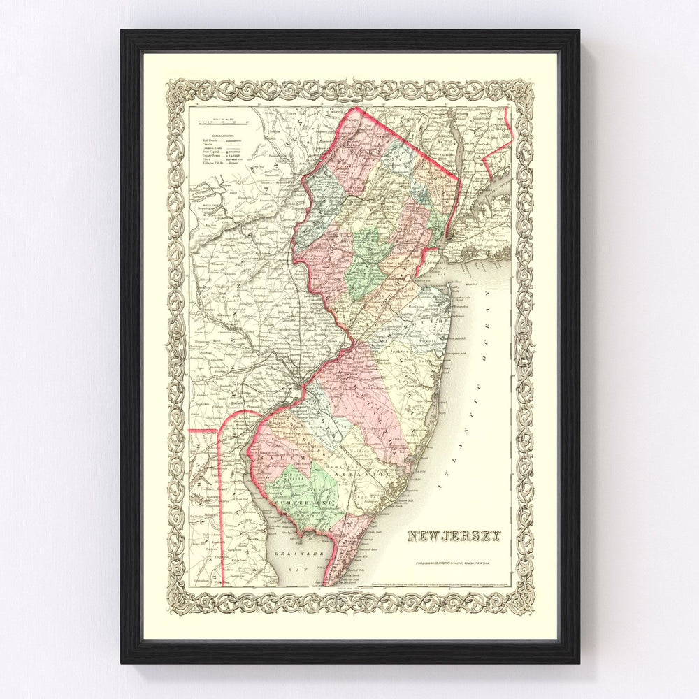 New Jersey Vintage Map 1855