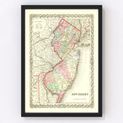 New Jersey Vintage Map 1855