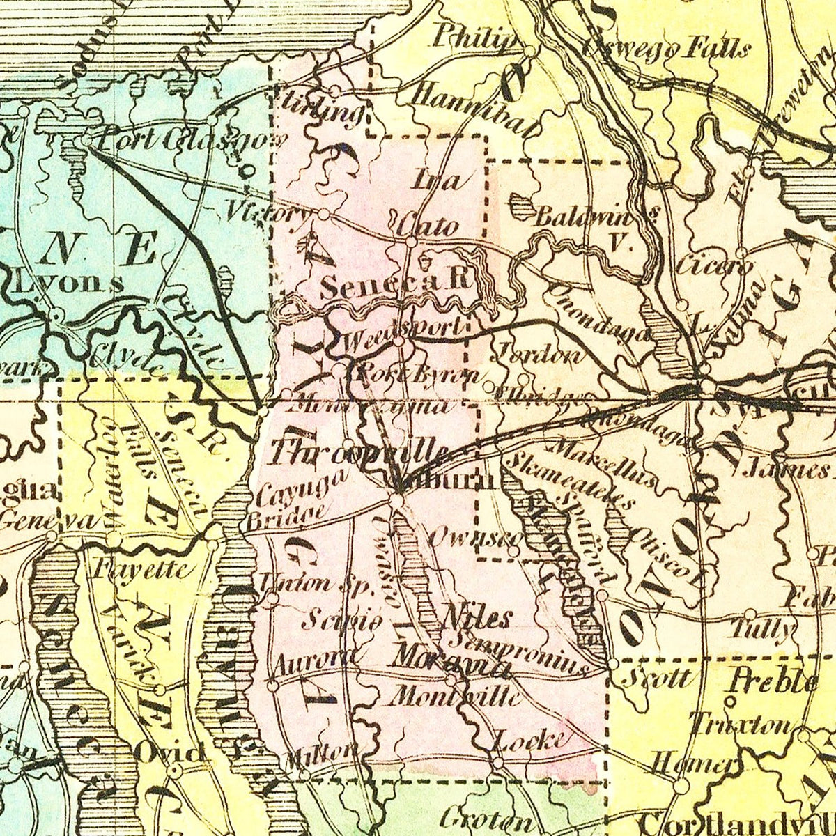 Restored historic details from the 1836 state map of County, New York