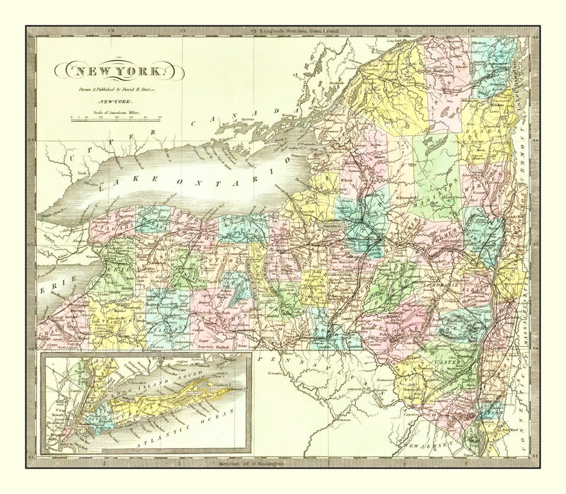 Size comparison using Vintage Map of New York 1836