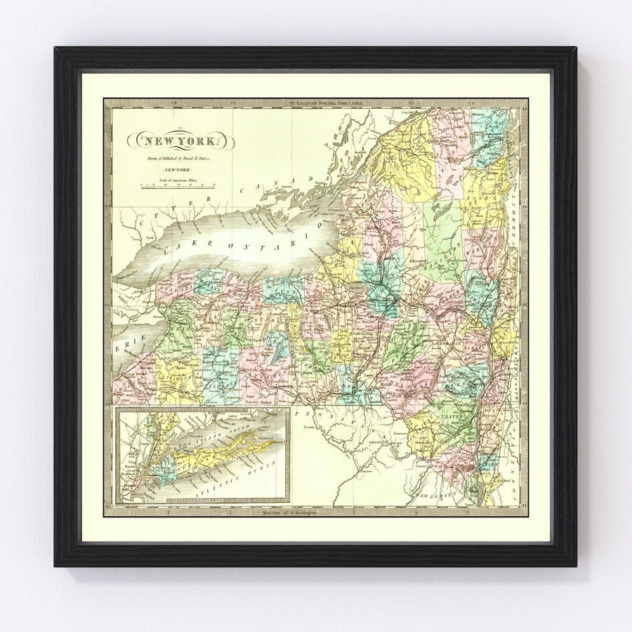 New York Vintage Map 1836